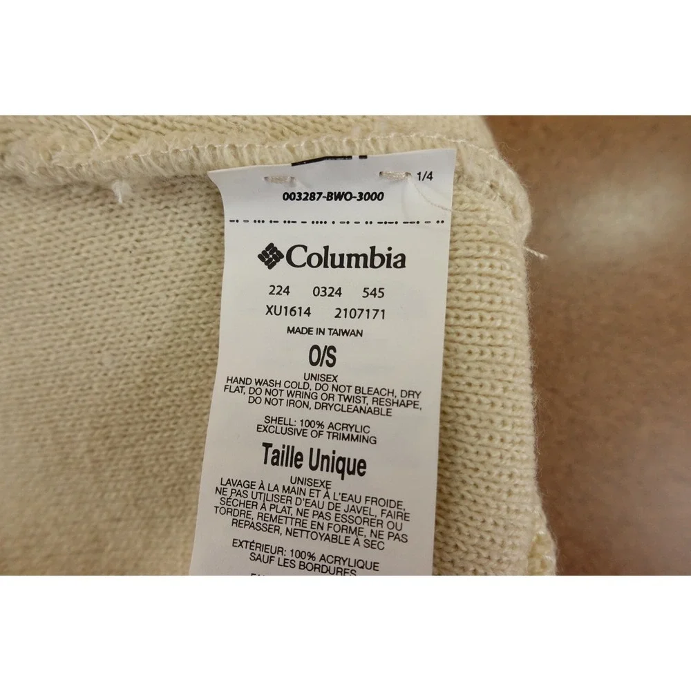 Columbia Adult Unisex One Size Bone Knit Logo pathc Cuffed Beanie NWT